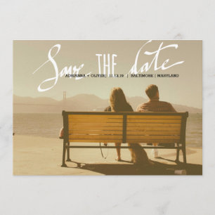 Reserve A Data Modern Wedding Save The Date Script Photo