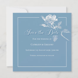 Reserve A Data Modern White Roses Dusty Blue Floral Wedding 