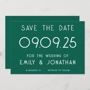 Reserve A Data Modern White Typografia Emerald Weds