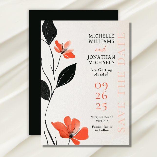 Reserve A Data Moderna Elegância Floral com Casamento Bold Blooms (Modern Floral Elegance with Bold Blooms Wedding Save The Date)