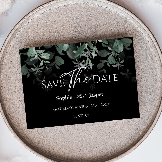 Reserve A Data Modernice Vegetação Preta Flat Save The Date de Ca (Criador carregado)
