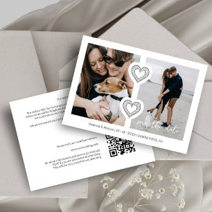 Reserve A Data Moderno 2 Fotos Multi & 2 Corações de Renda Branco