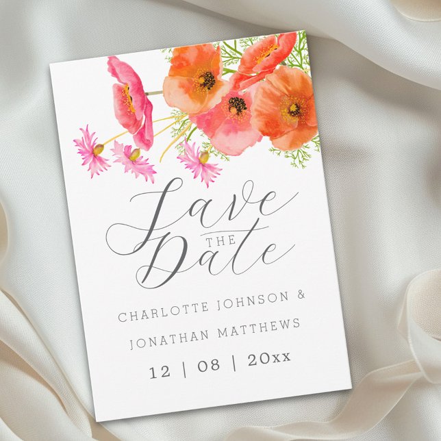 Reserve A Data Moderno Casamento Floral em Aquarela Boho Chic (Modern boho chic vibrant wildflower floral watercolor wedding save the date invitation)