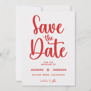 Reserve A Data Moderno Casamento Fotográfico Retro Vermelho Scrip