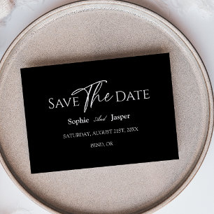 Reserve A Data Moderno Clássico Preto Plano de Casamento Save The