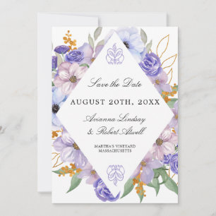 Reserve A Data Moderno Elegante Dusty Purple Floral Salva A Data