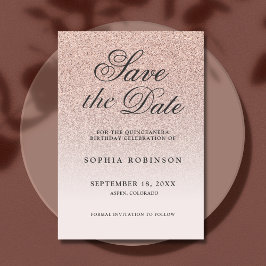 Reserve A Data Moderno Elegante Rosa Dourado Salve a Data Quincea