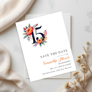 Reserve A Data Moderno Floral Aquarela Número 15 Quinceanera