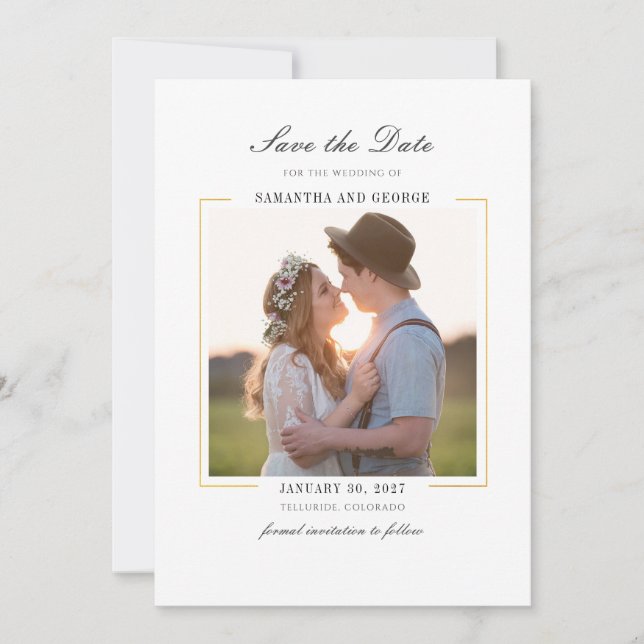 Reserve A Data Moderno Foto Chic Elegante (Frente)