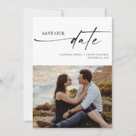 Reserve A Data Moderno Minimalista Casamento com Letra Fina Foto