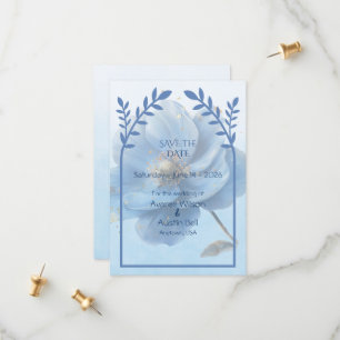 Reserve A Data Moderno Minimalista Dourado e Azul Plano