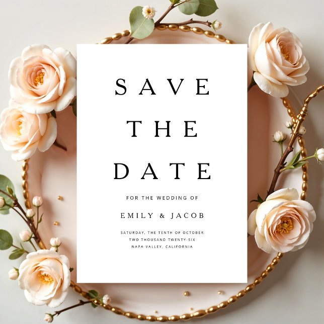 Reserve A Data Moderno Minimalista Preto e Branco (Modern Minimalist Black And White Save The Date)