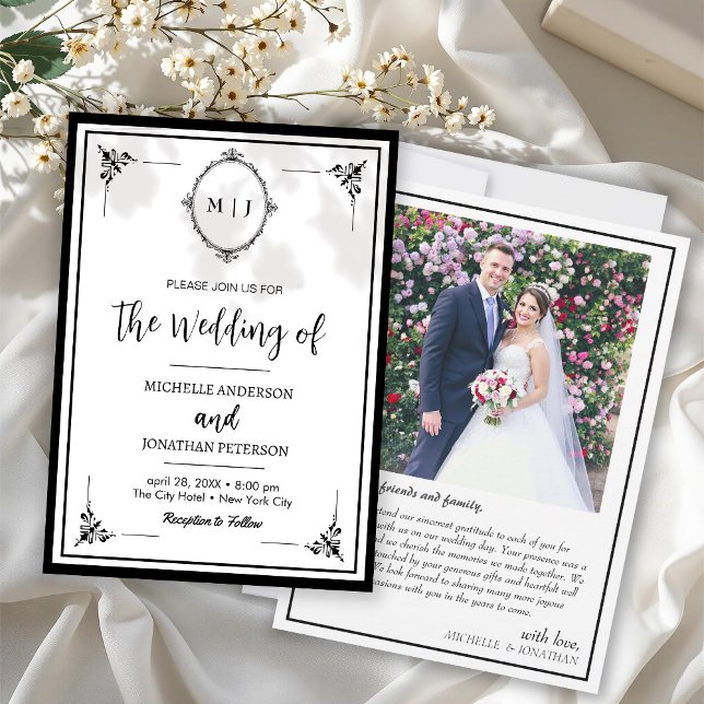 Reserve A Data Moderno Monograma de Foto de Casamento com Letra S (Criador carregado)