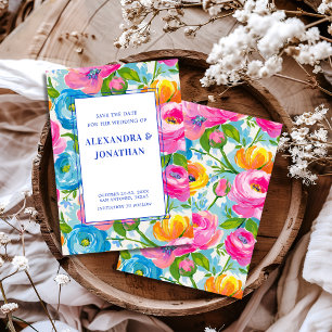 Reserve A Data Moderno Ousado Brilhante Vibrante Colorido Floral