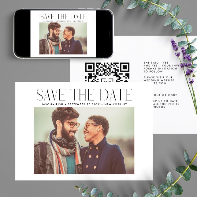 Reserve A Data MODERNO | QR Code Modern Simple Photo Border (Criador carregado)
