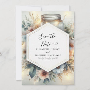 Reserve A Data Moderno Romântico Casamento de Mason Jar