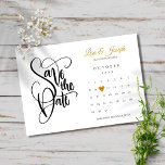 Reserve A Data Moderno Salvar o Coração de Amor Dourado do Calend<br><div class="desc">Este cartão de salvamento bonito apresenta um carinho de amor de ouro bonito e calendário destacando sua data especial. O inverso tem mais detalhes sobre a data, incluindo o site do seu casamento, Projetado por Thisnotme © ***PARA MOVER O CORAÇÃO PARA A DATA ESPECIAL, OLHE À DIREITA DA IMAGEM DO...</div>