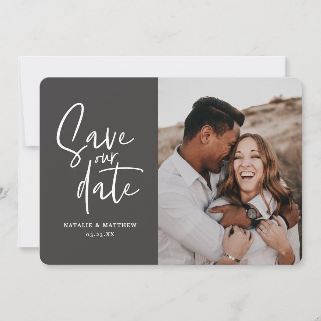 Reserve A Data Moderno save the date fotográfico floral de casame (Frente)