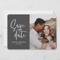 Moderno save the date fotográfico floral de casame