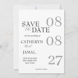 Reserve A Data Moderno Save The Date Minimalista Preto Mate