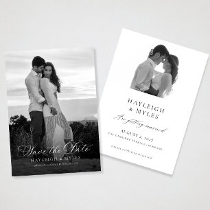 Reserve A Data Moderno Script Elegante Preto Branco 2 Foto Casame