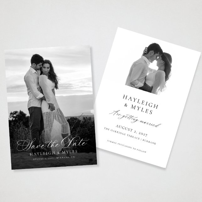 Reserve A Data Moderno Script Elegante Preto Branco 2 Foto Casame (Criador carregado)