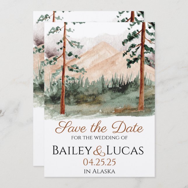 Reserve A Data Modo Montanha Salvar a Data (Frente/Verso)