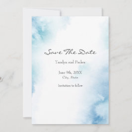 Reserve A Data Moldura Abstrato de Cor de Água Teal Azul