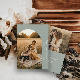 Reserve A Data Moldura Boho Moderna Foto de Casamento Sage