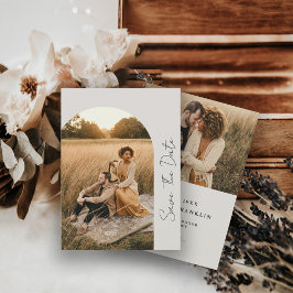 Reserve A Data Moldura Boho Moderna Fotografia de Casamento Neutr