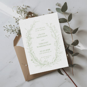 Reserve A Data Moldura de Arte de Linha Botânica Verde Casamento