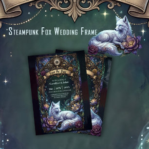 Reserve A Data Moldura de casamento de raposa Steampunk. 