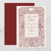 Moldura de Enfeite Antigo Vermelho Escuro Casament