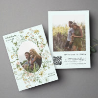 Moldura de Flor Selvagem 2 Foto Casamento QR Code 