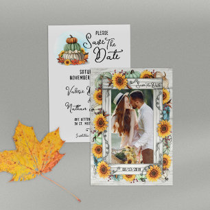 Reserve A Data Moldura de Foto da Pumpkin Rustic Country