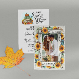 Reserve A Data Moldura de Foto da Pumpkin Rustic Country