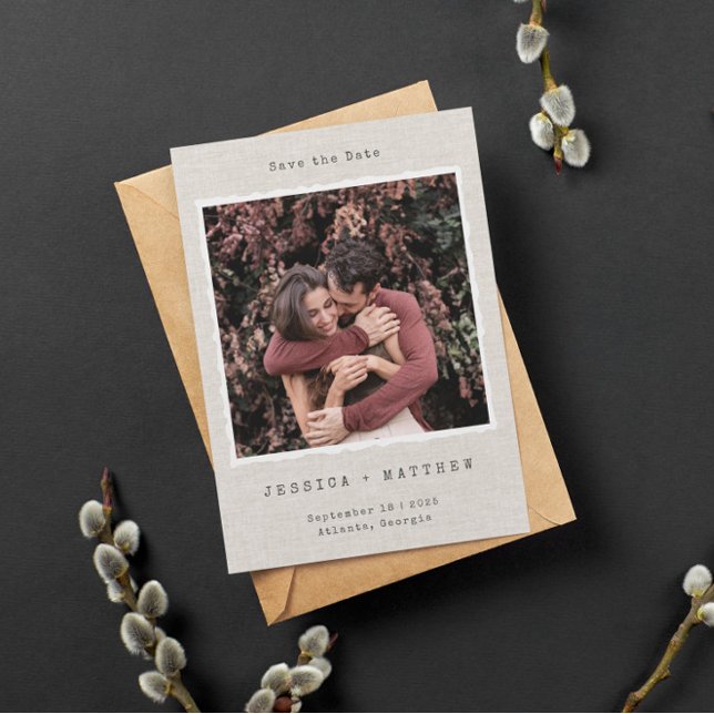 Reserve A Data Moldura de Foto Retro Vintage Personalizada Casame (Criador carregado)