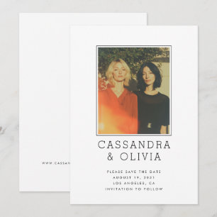 Reserve A Data Moldura de Foto Simples Moderna com Código QR para