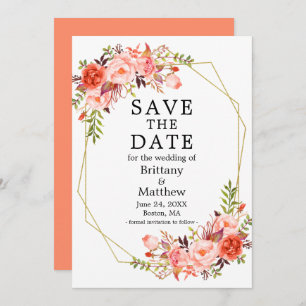 Reserve A Data Moldura de Rosas de Coral de Aquarela