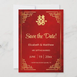 Reserve A Data Moldura Dourada de Casamento Chinês