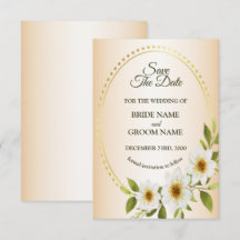 Moldura Dourada Rústica de Casamento Floral Branco