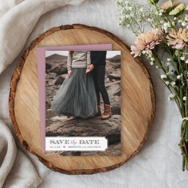 Reserve A Data Moldura Elegante com Foto Sobreposta para Save the (Criador carregado)