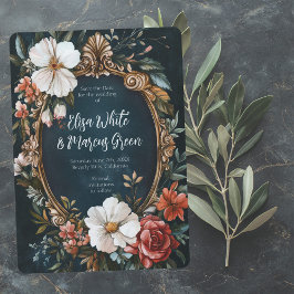 Reserve A Data Moldura Floral Elegante Casamento Antigo Encomenda