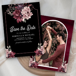 Reserve A Data Moldura Floral Sombria e Temperamental Foto Preto 
