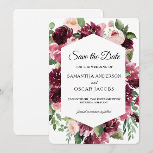 Reserve A Data Moldura Floral Vermelha em Aquarela Moderna