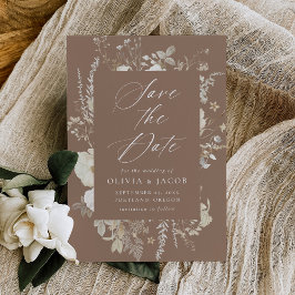 Reserve A Data Moldura Floral Vintage Elegante Casamento Marrom