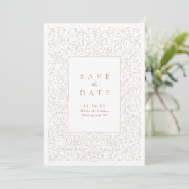 Reserve A Data Moldura Ornata Antiga em Marfim Casamento Clássico