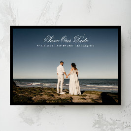 Reserve A Data Moldura Preta de Fotografia Caligrafia Clássica Tr