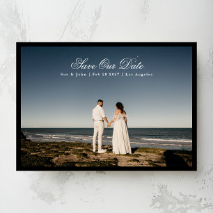 Reserve A Data Moldura Preta de Fotografia Caligrafia Clássica Tr