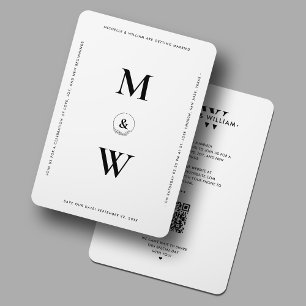 Reserve A Data Monograma Branco Minimalista de Casamento Moderno